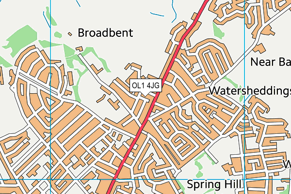 OL1 4JG map - OS VectorMap District (Ordnance Survey)