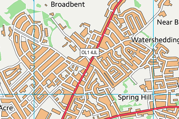 OL1 4JL map - OS VectorMap District (Ordnance Survey)