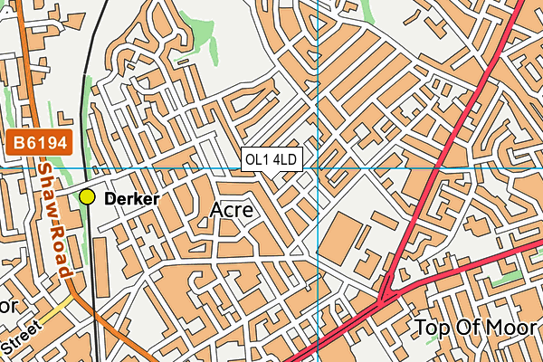 OL1 4LD map - OS VectorMap District (Ordnance Survey)