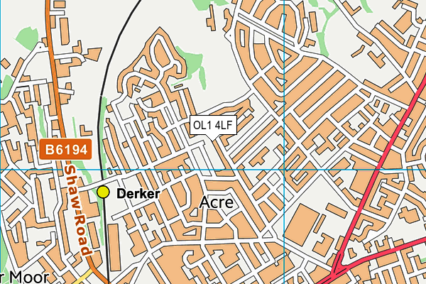 OL1 4LF map - OS VectorMap District (Ordnance Survey)