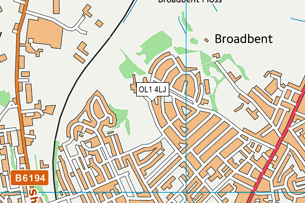 Stoneleigh Park map (OL1 4LJ) - OS VectorMap District (Ordnance Survey)