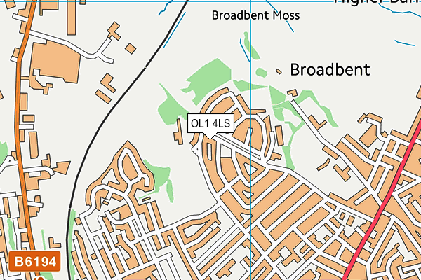 OL1 4LS map - OS VectorMap District (Ordnance Survey)