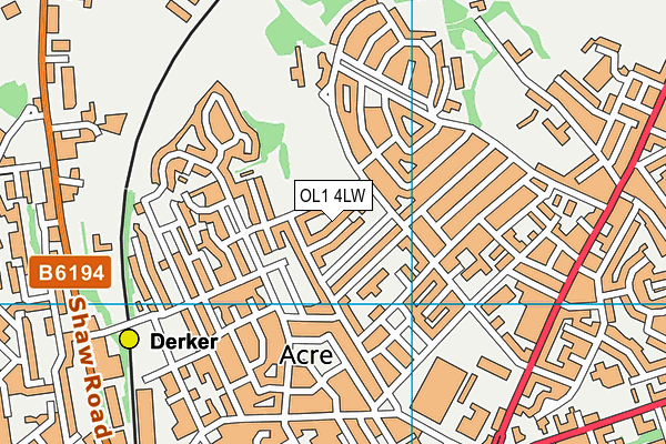OL1 4LW map - OS VectorMap District (Ordnance Survey)