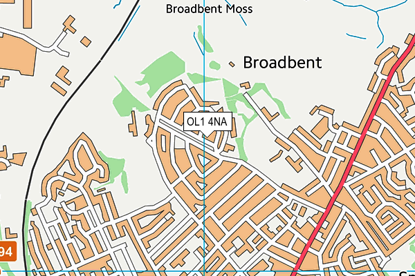 OL1 4NA map - OS VectorMap District (Ordnance Survey)