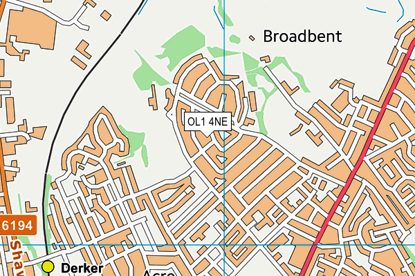 OL1 4NE map - OS VectorMap District (Ordnance Survey)