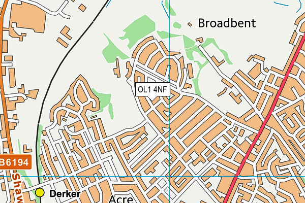 OL1 4NF map - OS VectorMap District (Ordnance Survey)