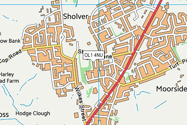 OL1 4NU map - OS VectorMap District (Ordnance Survey)