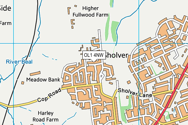 OL1 4NW map - OS VectorMap District (Ordnance Survey)