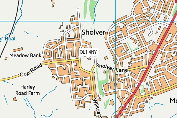 OL1 4NY map - OS VectorMap District (Ordnance Survey)