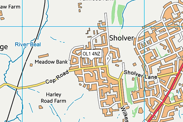 OL1 4NZ map - OS VectorMap District (Ordnance Survey)