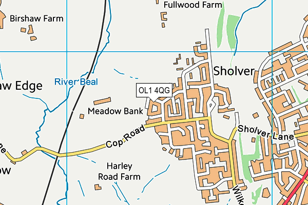 OL1 4QG map - OS VectorMap District (Ordnance Survey)