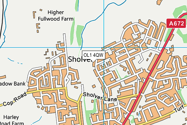 OL1 4QW map - OS VectorMap District (Ordnance Survey)