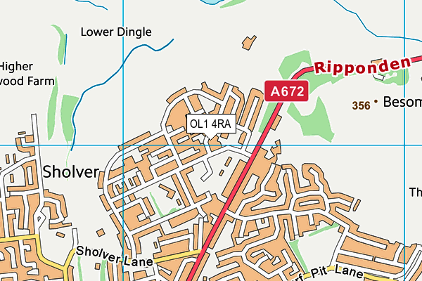OL1 4RA map - OS VectorMap District (Ordnance Survey)