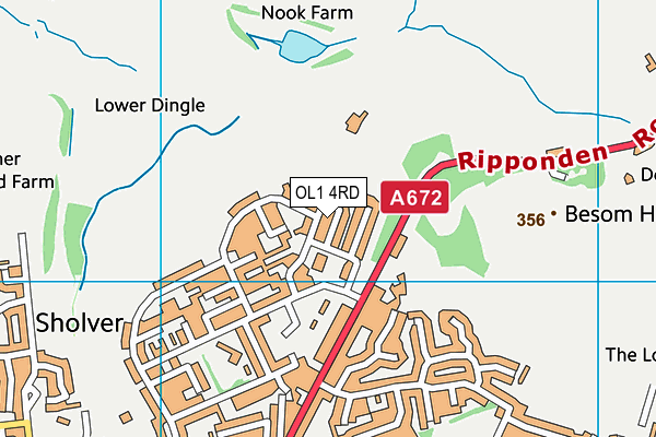 OL1 4RD map - OS VectorMap District (Ordnance Survey)