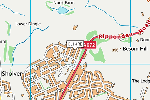OL1 4RE map - OS VectorMap District (Ordnance Survey)