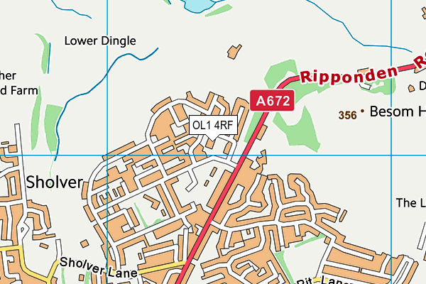 OL1 4RF map - OS VectorMap District (Ordnance Survey)