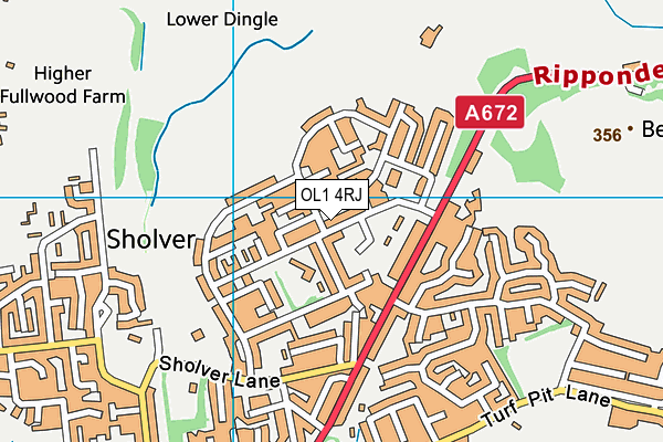 OL1 4RJ map - OS VectorMap District (Ordnance Survey)