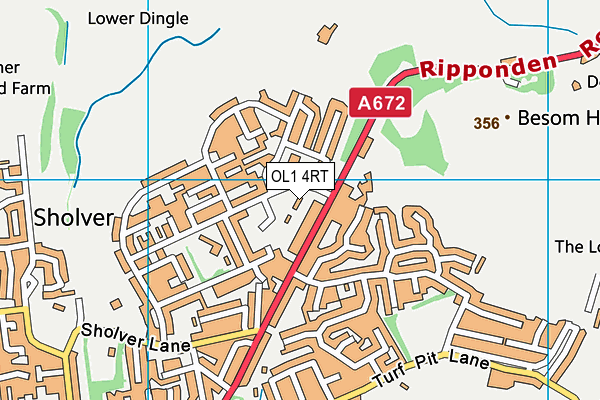 OL1 4RT map - OS VectorMap District (Ordnance Survey)