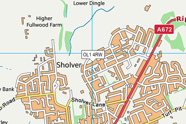 OL1 4RW map - OS VectorMap District (Ordnance Survey)