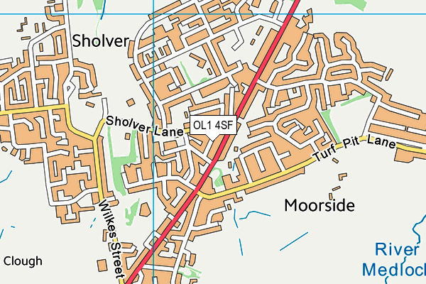 OL1 4SF map - OS VectorMap District (Ordnance Survey)