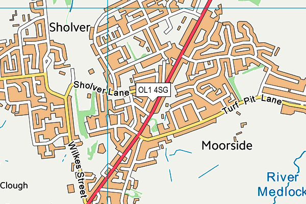 OL1 4SG map - OS VectorMap District (Ordnance Survey)
