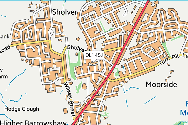 OL1 4SJ map - OS VectorMap District (Ordnance Survey)