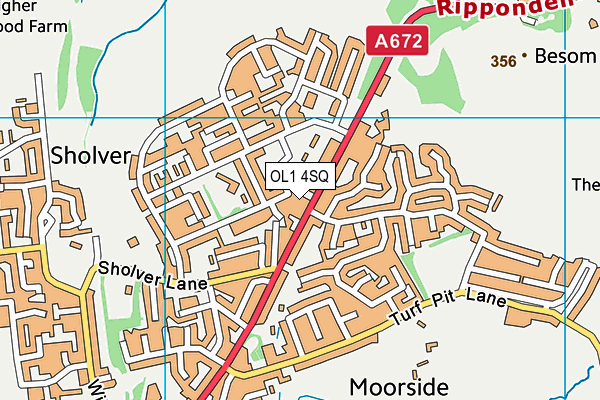 OL1 4SQ map - OS VectorMap District (Ordnance Survey)