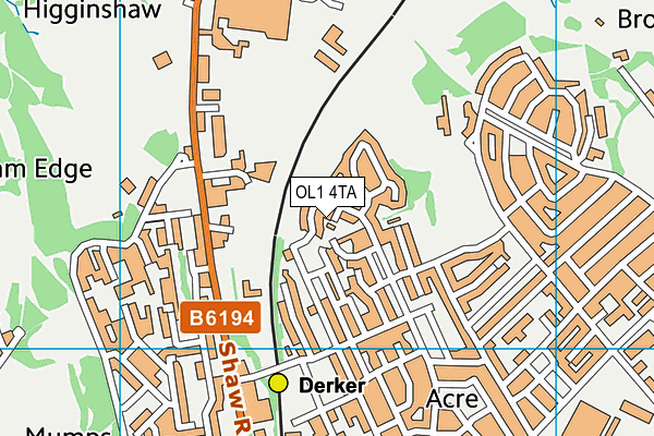 OL1 4TA map - OS VectorMap District (Ordnance Survey)