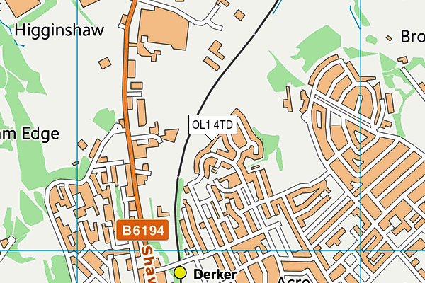 OL1 4TD map - OS VectorMap District (Ordnance Survey)