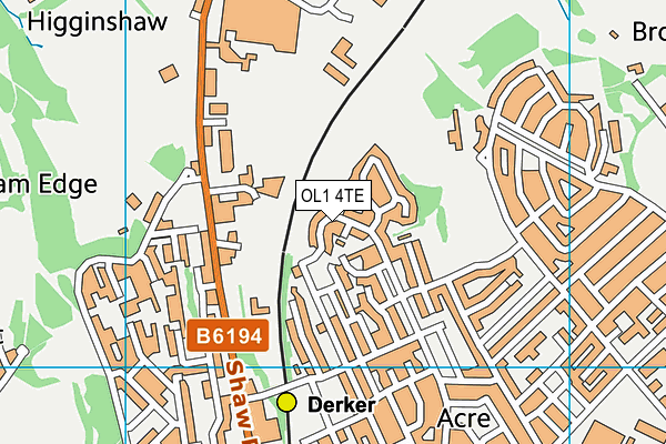 OL1 4TE map - OS VectorMap District (Ordnance Survey)