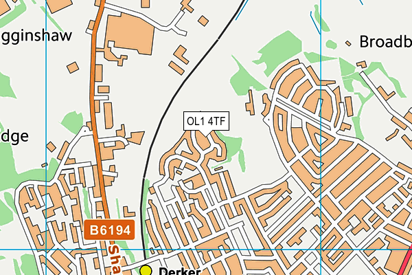 OL1 4TF map - OS VectorMap District (Ordnance Survey)