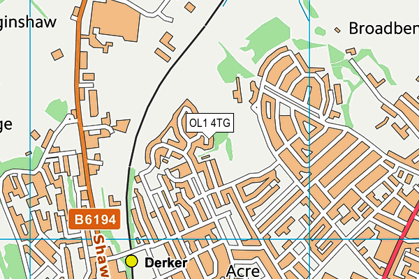OL1 4TG map - OS VectorMap District (Ordnance Survey)