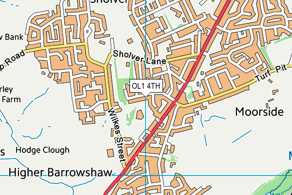 OL1 4TH map - OS VectorMap District (Ordnance Survey)