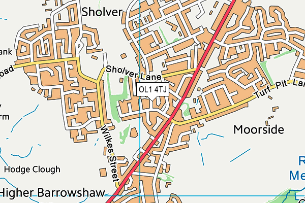 OL1 4TJ map - OS VectorMap District (Ordnance Survey)