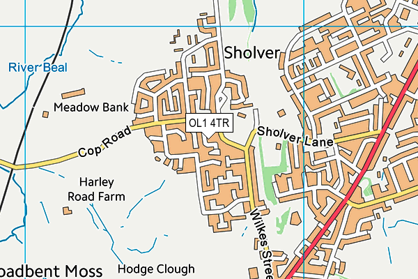 OL1 4TR map - OS VectorMap District (Ordnance Survey)