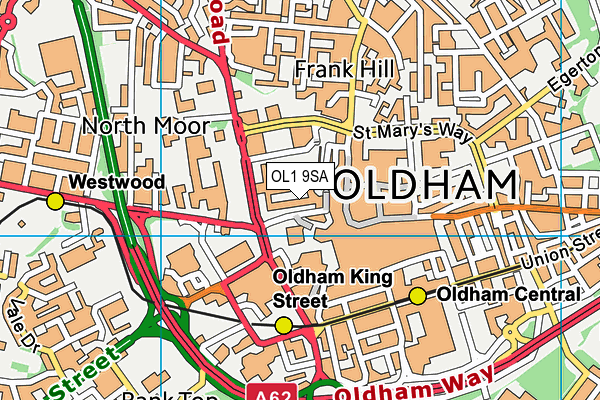 OL1 9SA map - OS VectorMap District (Ordnance Survey)