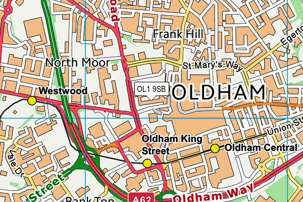 OL1 9SB map - OS VectorMap District (Ordnance Survey)