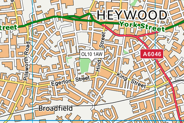 OL10 1AW map - OS VectorMap District (Ordnance Survey)