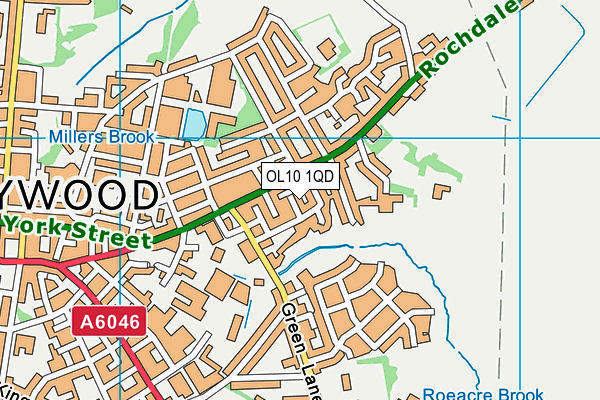 OL10 1QD map - OS VectorMap District (Ordnance Survey)