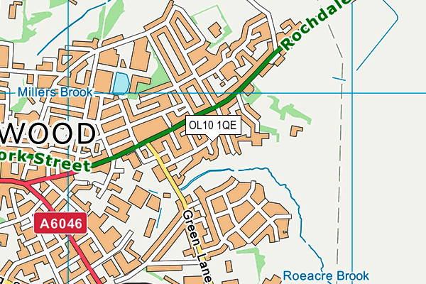 OL10 1QE map - OS VectorMap District (Ordnance Survey)