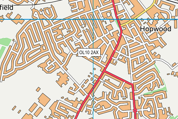 OL10 2AX map - OS VectorMap District (Ordnance Survey)