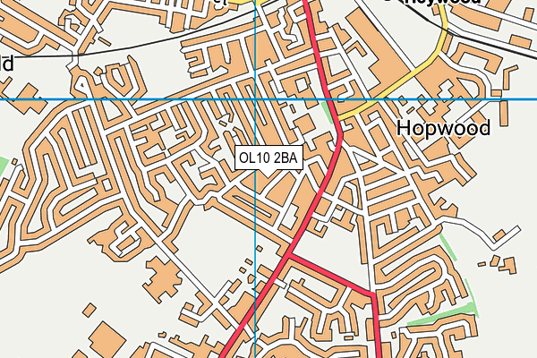 OL10 2BA map - OS VectorMap District (Ordnance Survey)