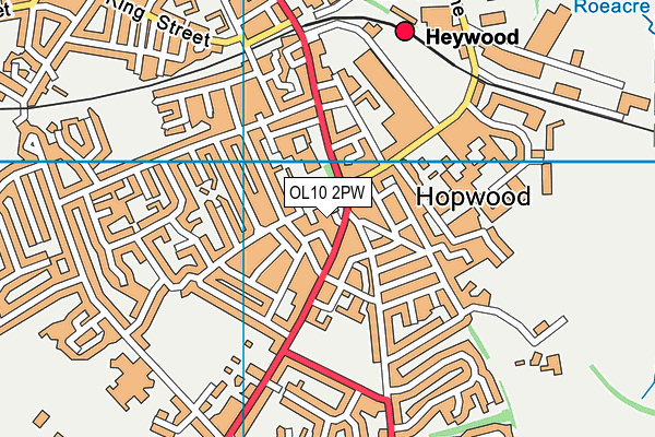 OL10 2PW map - OS VectorMap District (Ordnance Survey)