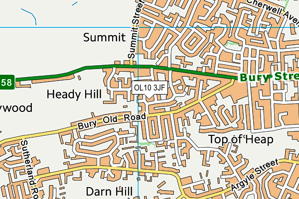 OL10 3JF map - OS VectorMap District (Ordnance Survey)