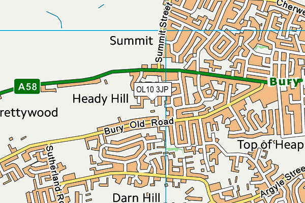 OL10 3JP map - OS VectorMap District (Ordnance Survey)