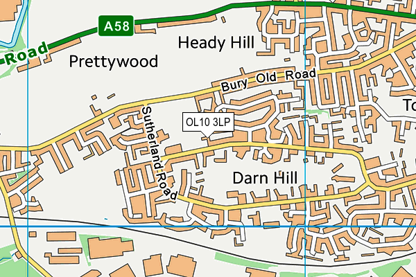 OL10 3LP map - OS VectorMap District (Ordnance Survey)