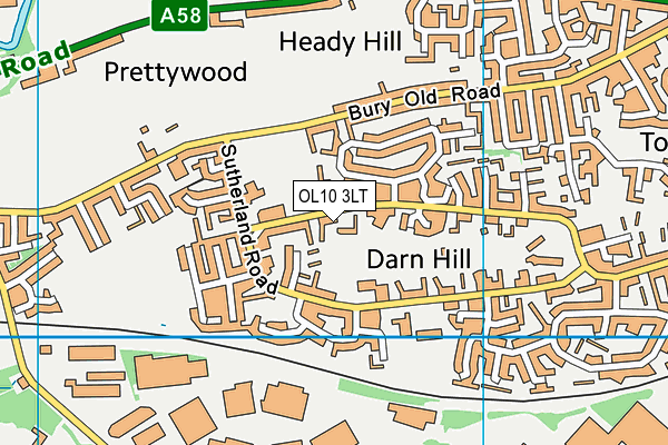 OL10 3LT map - OS VectorMap District (Ordnance Survey)