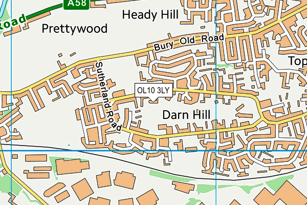 OL10 3LY map - OS VectorMap District (Ordnance Survey)