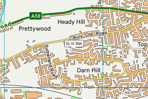 OL10 3NA map - OS VectorMap District (Ordnance Survey)