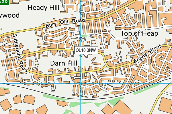 OL10 3NW map - OS VectorMap District (Ordnance Survey)